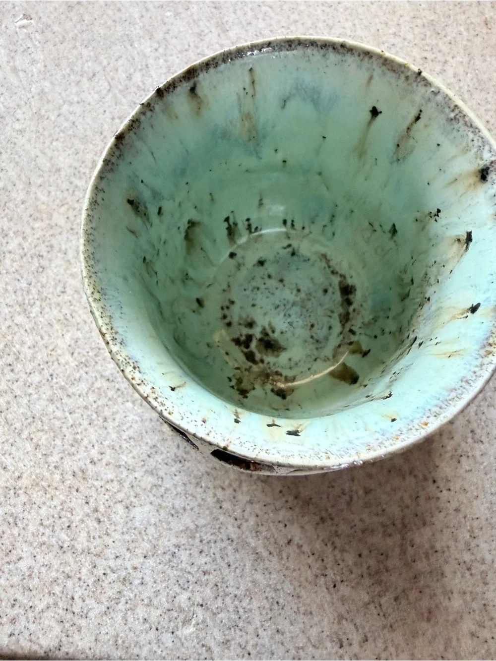 Glazed Ceramic Cup in Aqua and Speckled Cream